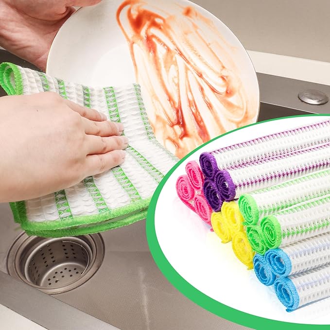 Wood Fiber Cleaning Cloth-15pcs, Super Absorbent Cleaning Cloth, No Oil Stains, Household No Stripe Cleaning Cloth for Car Kitchen Household, Multifunctional Cleaning Towel, Size:11.5x11.5in