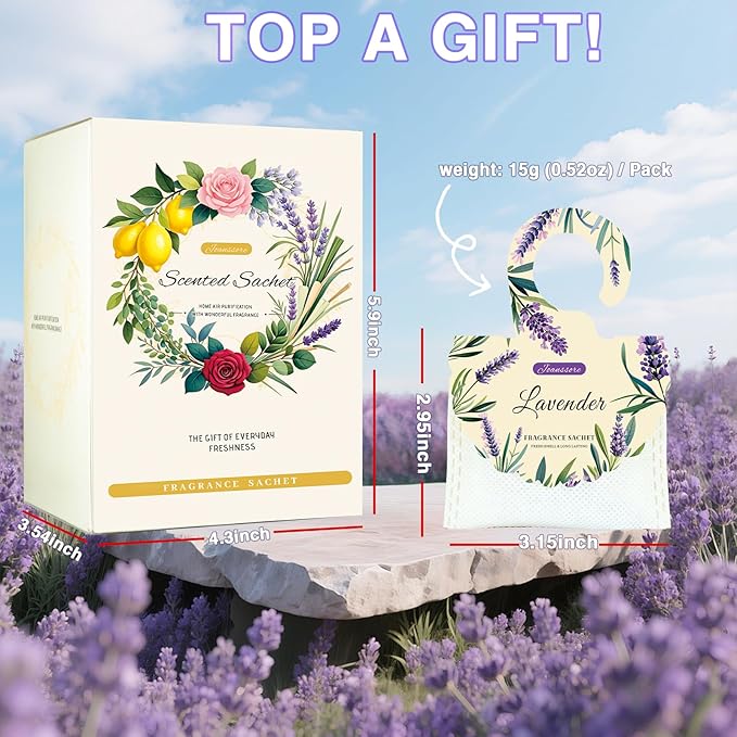 15 Packs Lavender Scented Sachets Bag for Drawers and Closets, Air Freshener for Home Fragrance Sachet, Long-Lasting Hanging Closet Deodorizer Smell Goods for House