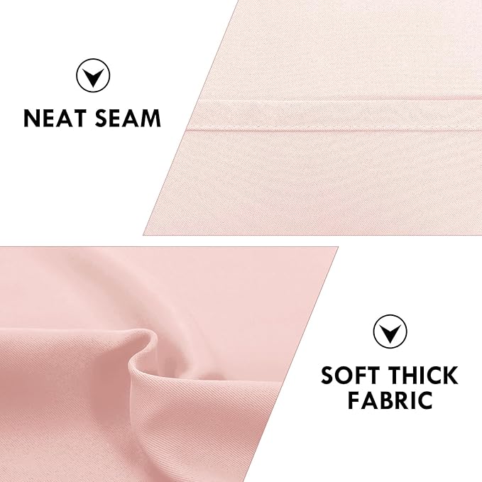 DWCN Blackout Curtains for Living Room Thermal Insulated, Energy Saving & Noise Reducing Bedroom Curtains, Blush Pink, W 52x L 36 Inch, Set of 2 Rod Pocket Curtain Panels