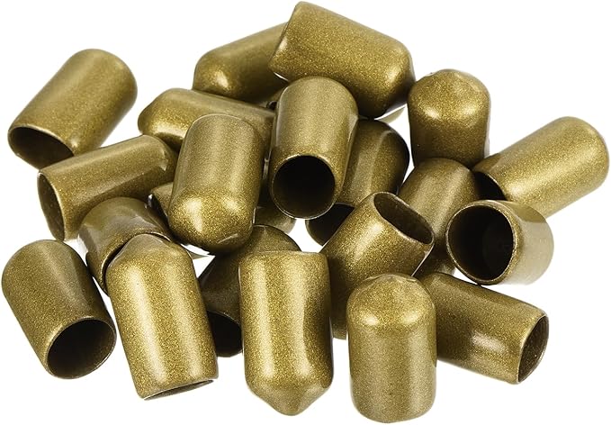 uxcell 20pcs Rubber End Caps 9mm ID Vinyl Round Tube Bolt Cap Cover Thread Protectors Gold