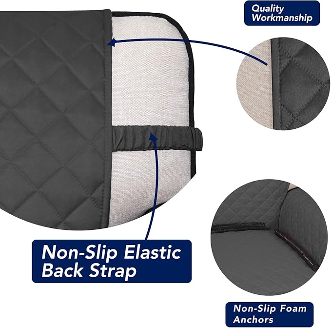 PureFit Reversible Quilted Sofa Cover, Water Resistant Slipcover Furniture Protector, Washable Couch Cover with Non Slip and Elastic Straps for Kids, Dogs, Pets (Loveseat, Dark Gray/Beige)