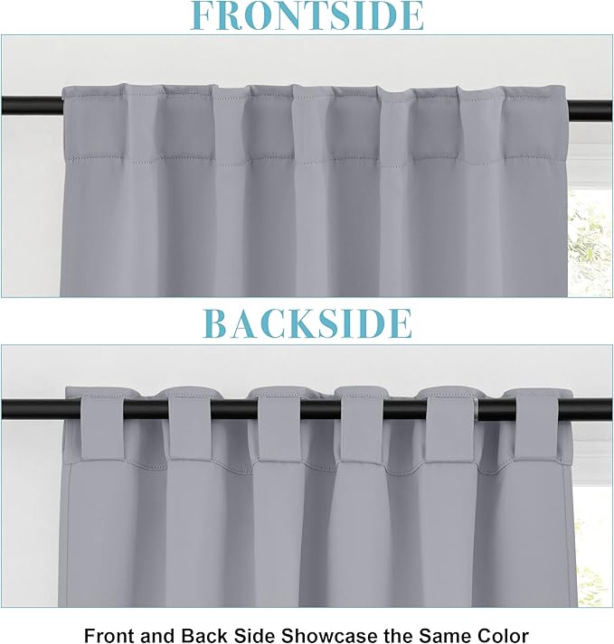 RYB HOME Small Window Curtains - Blackout Insualting Privacy Curtains for Kids Bedroom Kitchen Bathroom Basement Cafe Cabinet Tiers Drapes, 34 Width x 30 Length, 2 Panels, Silver Grey