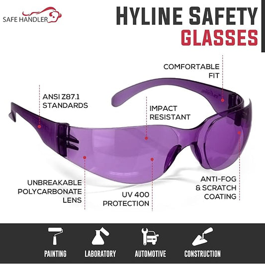 SAFE HANDLER Hyline Anti-Fog Color Safety Glasses Variety, Impact Resistant, Polycarbonate, Anti-Scratch