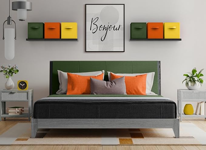 Sorbus Foldable Storage Cubes - 6 Fabric Baskets for Organizing Pantry, Shelf, Toy Box, Cubby, Closet Organizer - 11 Inch Collapsible Closet Organizers & Storage Bins (Dark Yellow, Green, & Orange)