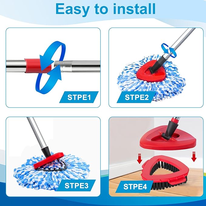 8-Pack Reusable Mop Head Replacement for O Cedar RinseClean 2-Tank System, Microfiber Spin Mop Refills Compatible with Vileda 2-in-1 Turbo Triangle