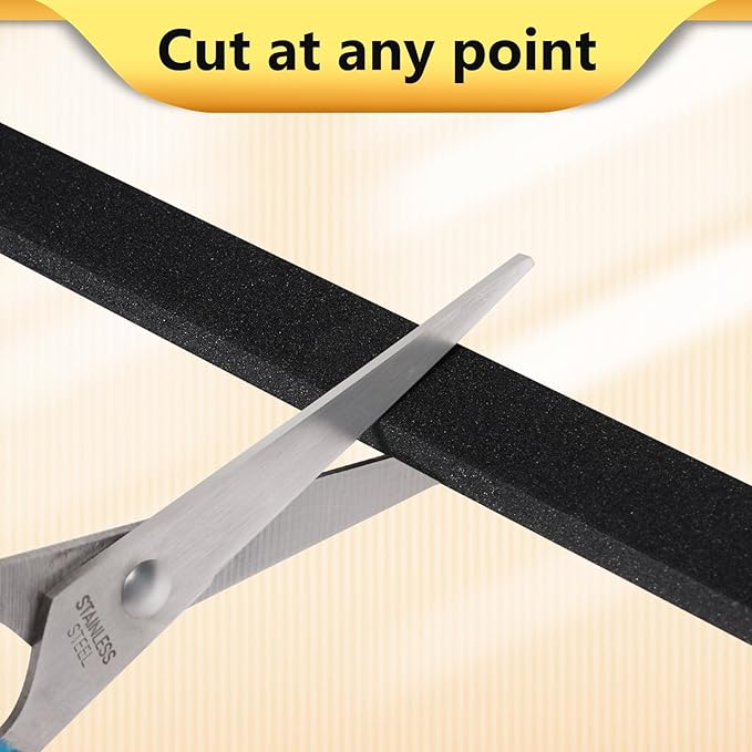 13Feet Weather Stripping (1/2 Inch X 2/5 Inch) Door Seal Strip, Strong Adhesive, Lightproof, Soundproof, Weatherproof Foam Tape Insulation for Sliding Door, Front Door Frame, Windows- Black
