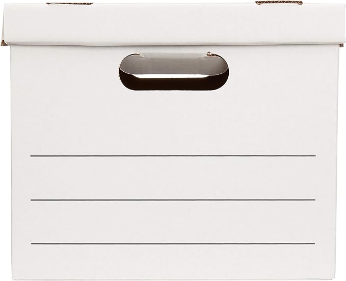Amazon Basics Storage/Filing Boxes with Lift-Off Lid - Letter/Legal Size, Sturdy, Easy Assembly, White, 16.2" L x 12.5" W x 10.5" H, Pack of 20