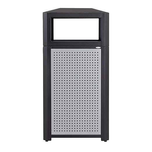 Safco Evos Steel Trash Can, 38 Gallons, Indoor and Outdoor Use, Commercial Garbage Can with Plastic Liner