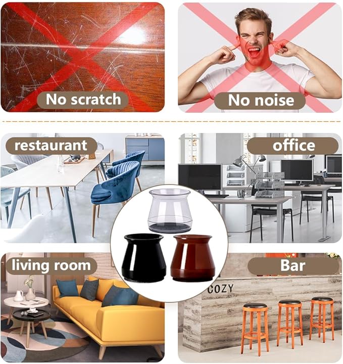 BUMACO Chair Leg Floor Protectors Chair Leg Protectors for Hardwood Floors Silicone Pads Covers to Protect Floors Black-40 Pcs Universal S (15/16" to 1-5/16")