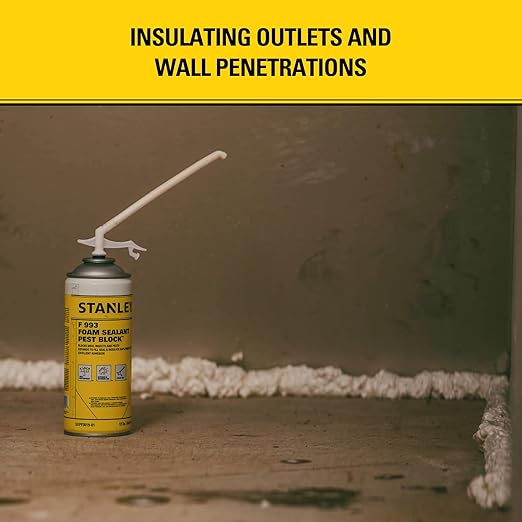 Stanley F993 Expanding Foam Sealant Spray – (2x12oz) Gaps & Cracks Filler, PestBlocker for Indoor/Outdoor Use – Paintable, Waterproof, Polyurethane Insulation Foam with Straw Applicator | 2 Pack