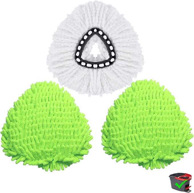 3 Pack Mop Replacment Heads for O-Ceda Mop Replace Head Spin Mop Heads Replacements, Microfiber Spin Mop Refills for Bath/Living Room Cleaning