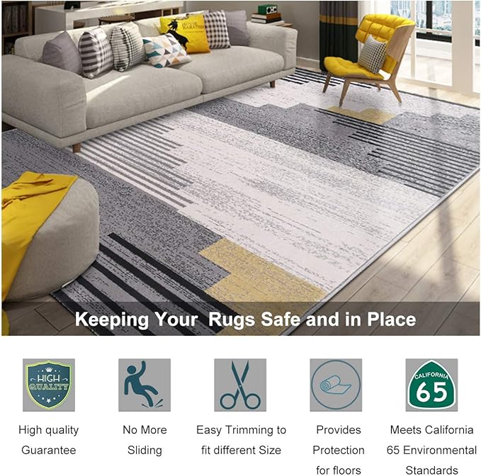 Non Slip Rug Pad Grippers - 2.5x9, 1/8" Thick, (Felt + Rubber) Double Layers Area Carpet Mat Tap, Provides Protection and Cushioning for Hardwood or Tile Floors