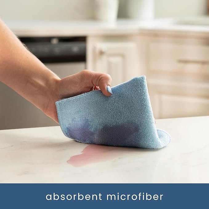 S&T INC. 50 Pack Microfiber Cleaning Cloth, Bulk Towels for Home, Reusable Microfiber Towels for Cars, Cleaning Rags, Light Blue, 11.5 Inches x 11.5 Inches, 50 Count