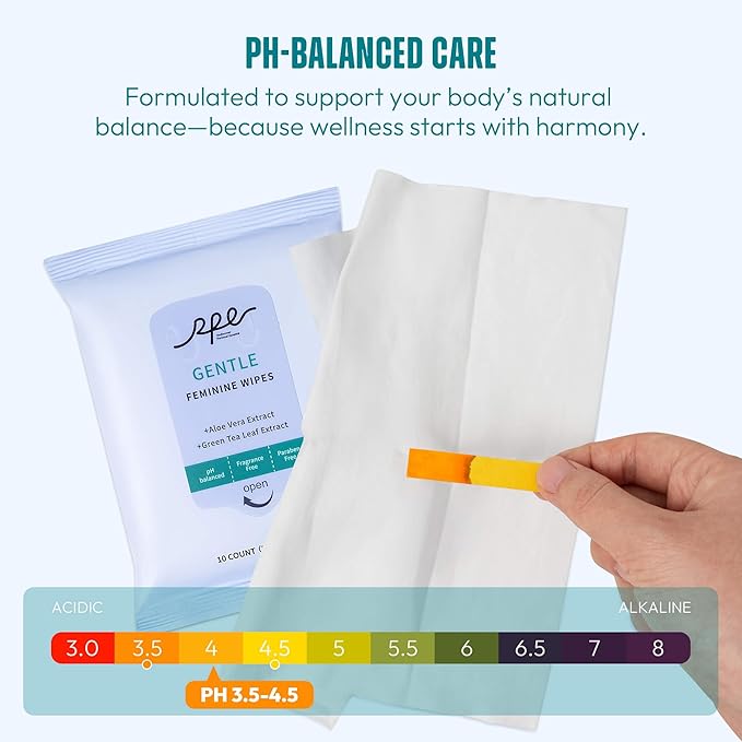 Large Feminine Wipes for Women, pH Balanced Soft Gentle Soothing Unscented Flushable Personal Hygiene Wipes for Intimate Period Care Portable to Go Sensitive Sanitary Wipes Travel (10ct, Pack of 4)