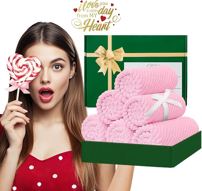 VOOVA & MOVAS Towels for Face, 13"x13" - 100% Cotton | Lightweight | Thick | Quick Dry | Soft | Absorbent, Luxury Hand Towels Set of 6, Fluffy Facial Towels for Bathroom, Towel Gift Set, Baby Pink