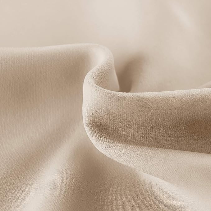 DWCN French Door Curtains – Rod Pocket Thermal Blackout Curtain for Doors with Glass Window, Kitchen and Patio Doors for Privacy, 36 X 72 Inches Long, 1 Curtain Panel with Tieback,Beige