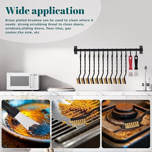80 Pcs Mini Wire Brush Brass Brush Set, Curved Handle Masonry Brush Wire Brush for Cleaning Welding Slag and Rust