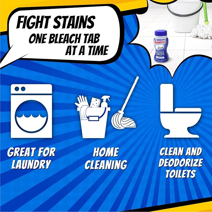 AMAZE Ultra Concentrated Bleach Tablets [32 tablets] - Lavender Scent - for Laundry, Toilet, and Multipurpose Home Cleaning. No Splash Liquid Bleach Alternative