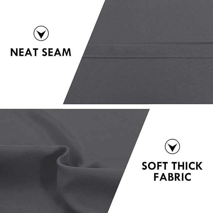 DWCN Bedroom Blackout Curtains 70 x 84 Inches Length 2 Panels Set, Solid Thermal Insulated Energy Saving Rod Pocket Window Treatment Curtains Blackout Drapes (W70 x L84 Inch, Dark Grey)