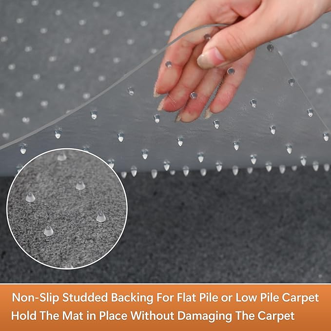 Large Chair Mat for Carpet, Easy Glide Plastic Carpet Floor Protector Mat for Office Chairs for Work & Home