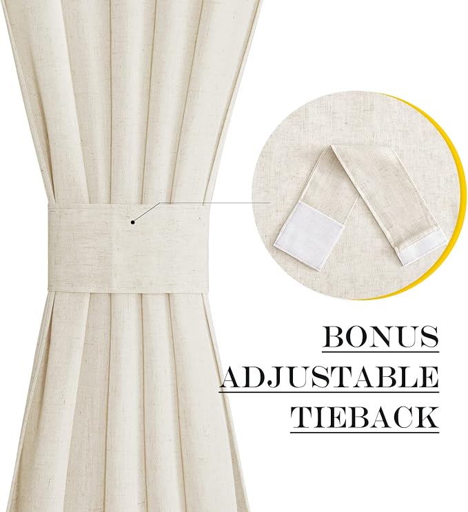 NICETOWN Side Door Curtains for Small Window, French Front Door Window Treatment, Rod Pocket Sidelight Drapes, Sheer Kitchen Curtains with Tieback, 1 Panel, Natural, 12W X 72L