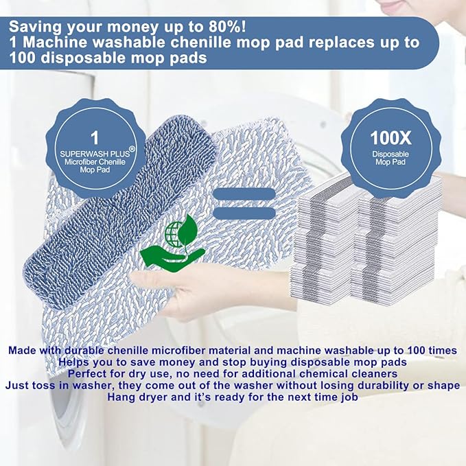 Replacement Microfiber Floor Cleaning Pads - 18''x5'' Dust Mop Refill Sweeping Pad Compatible with Bona Mop, Reusable Dry Mop Head Fits 17” to 18” Flat Mop - 4 Pack