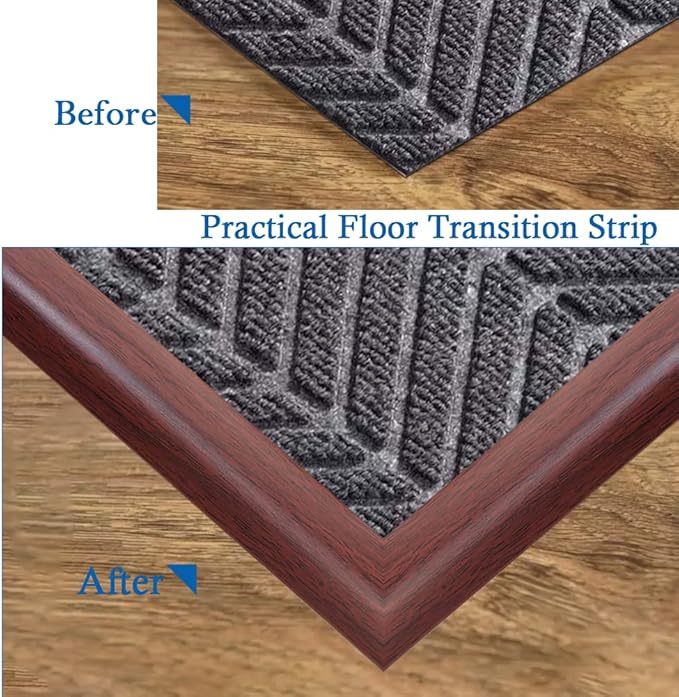 Floor Transition Strip Self Adhesive Carpet & Flooring Transitions Edging Trim Strip PVC Threshold Transitions Suitable for Threshold Height Less Than 5mm (3.3Ft, Wood Grain Coffee)