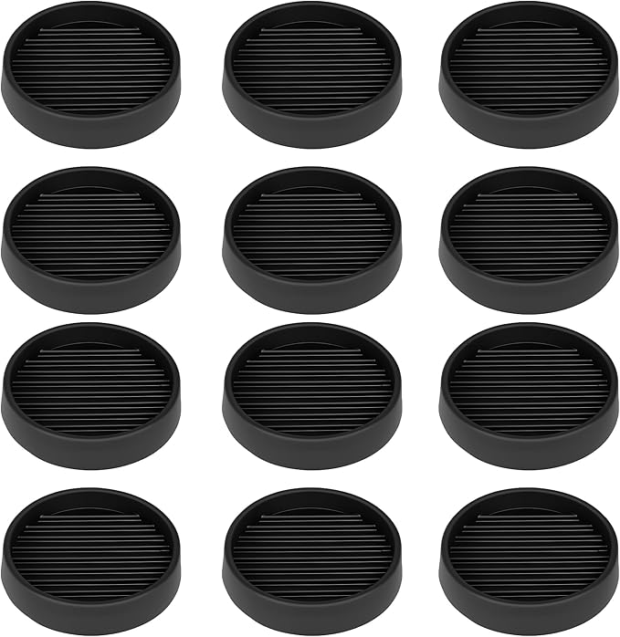 Non Slip Furniture Pads, 2.5” Round Rubber Caster Cups, 12 Pcs Furniture Coasters, Anti-Slip Gripper, Anti Slide Furnitures Feet Floor Protectors for Bed Couch Stoppers - Black