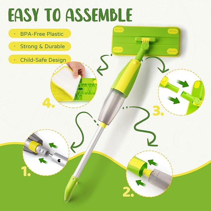 Kids Cleaning Toy Set,Mini Spray Mop Montessori Toys Pretend Play Cleaning Tool for Toddlers with Spray Mop & Kids Broom Dustpan Set Cleaning Toys Gift for Toddlers Girls Boys Age 3+