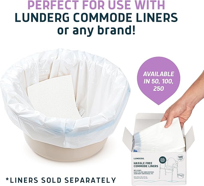 Lunderg Lavender Scented Super Absorbent Commode Pads - Medical Grade Value Pack 250 Count - for Disposable Bedside Commode Liners, Adult Chairs, Portable Buckets & Camping Toilet Bags - Light Scent