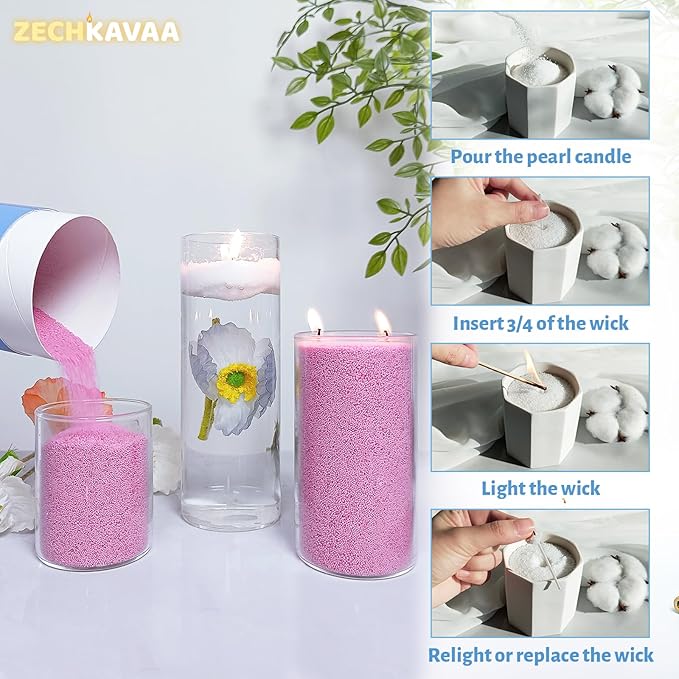 Lavender Scented Purple Pearled Candle 18oz Luxury Sand Candle Granulated Wax - 30 Cotton Wicks - Wax for Candle Making Decorative Candles Smooth and Clean Burning Lasts up to 120 Hours