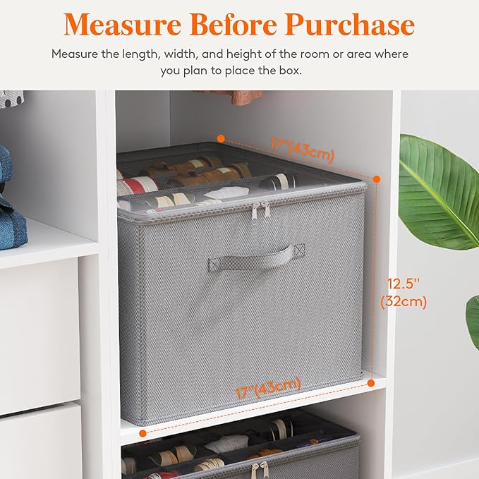 Lifewit Shoe Storage Organizer for Closet Fits 12-16 Pairs, Fabric Large Shoe Box Storage Containers with Clear Cover, Foldable Bins Fit for Boots Sneakers 17"(L) x 17"(W) x 12.5"(H) 2 Pack Light Gray
