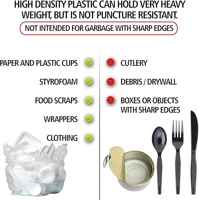 Aluf Plastics High Density Trash Bags, 45 Gallon, 1000 Count, 12 Micron (eq), 40" x 48", Clear, for Bathroom, Office, Industrial, Commercial, Janitorial, Municipal, Recycling