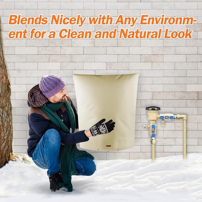 Backflow Preventer Pipe Insulation Cover (5°F) - Irrigation Sprinkler Valve Insulated Pouch - Water Well Pump Cover - Sturdy 5 Layers for Winter Freeze Protection, 20" W x 26" H, Beige