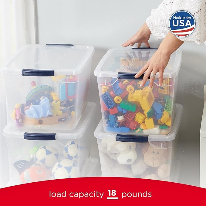 Rubbermaid Cleverstore Clear 32 Qt, 6 Pack Stackable Plastic Storage Bins with Lids, Great for Closet and Laundry Storage, Organizing in the Home