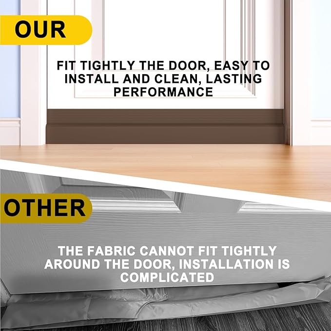 Door Draft Stopper,Door Sweep for Bottom of Doors,Weather Stripping Seal Draft Guard Blocker Noise Cold Air Insulation Soundproofing for Exterior Interior Home Improvement(Brown, 39")