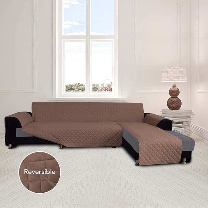 Easy-Going Sofa Slipcover L Shape Sofa Cover Sectional Couch Cover Furniture Protector Mat for Pets Dog Cat (X-Large,Brown/New Brown)