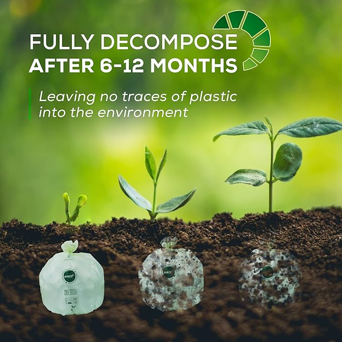(Include 10 Bonus Bags) ANECO 100% Compostable Waste Bags 2.6 Gallon, Extra Thick Kitchen Small Compost Bags for Countertop Bin, 110 Count (100 + 10 Extra)