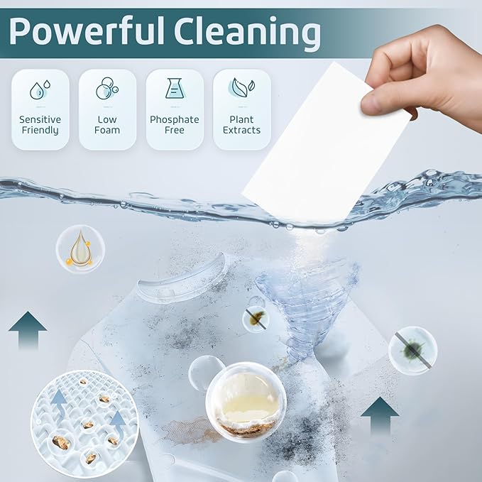 Poesie Laundry Detergent Sheets Fresh Linen Scent 160 Sheets 80 Large Loads Plastic Free Fast Dissolve Washing for All Washing Machine Traveling Dorm Life Save Space