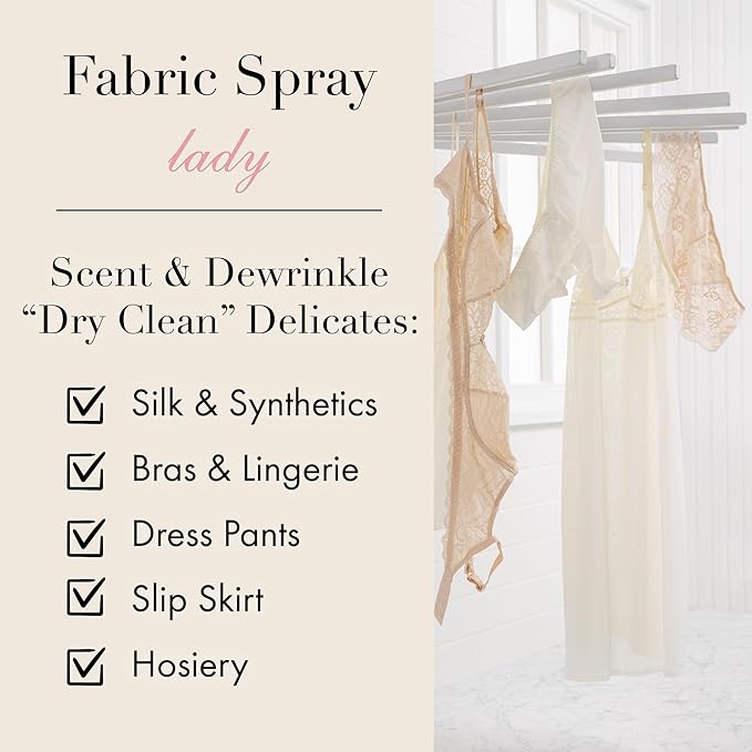 The Laundress Delicate Fabric Spray, Wrinkle Release Spray, Upholstery and Linen Spray, Silk & Lingerie Refresher, Lady Scent, Citrus, Rosewood, Musk, 8 Fl Oz