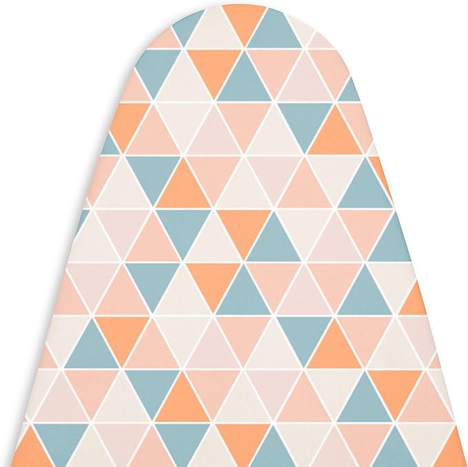 Encasa XO Ironing Board Cover and Pad - Thick 4mm Felt, Heat & Scorch-Resistant, Fits Wide Boards 49"x18", Elastic Bungee Cord Tightening, Easy Fit, Stain-Safe Dye, Triangles
