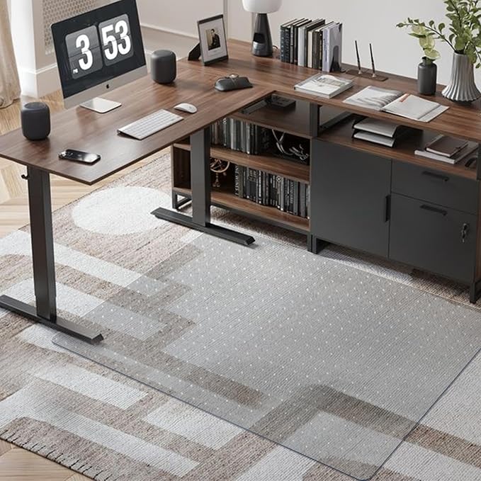 Azadx Chair Mat for Carpet 60"x 36" Large Chair Mats for Carpeted Floors, Office Chair Mats for Carpet Protector Floor Mat on Low Pile Carpets Easy Glide Rolling Desk Computer Chair Mat for Home