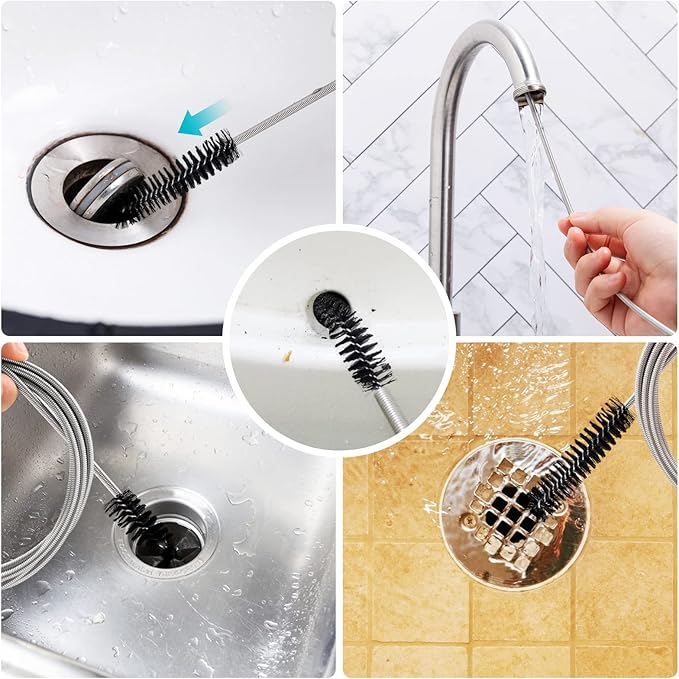 Drain Brush Pipe Cleaning Brush Slim Drain Hole Cleaning Tool Hose Flexible Feeding Tube Cleaning Brush Black Color