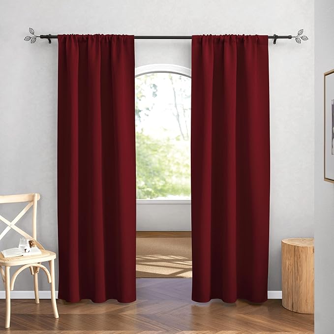 RYB HOME Blackout Curtains 84 inches Long 2 Panels Set for Living Room, Thermal Insulating Privacy Curtains & Drapes for Doorway Temporary Door Alternative Accordion Door, W 42 x L 84, Burgundy Red