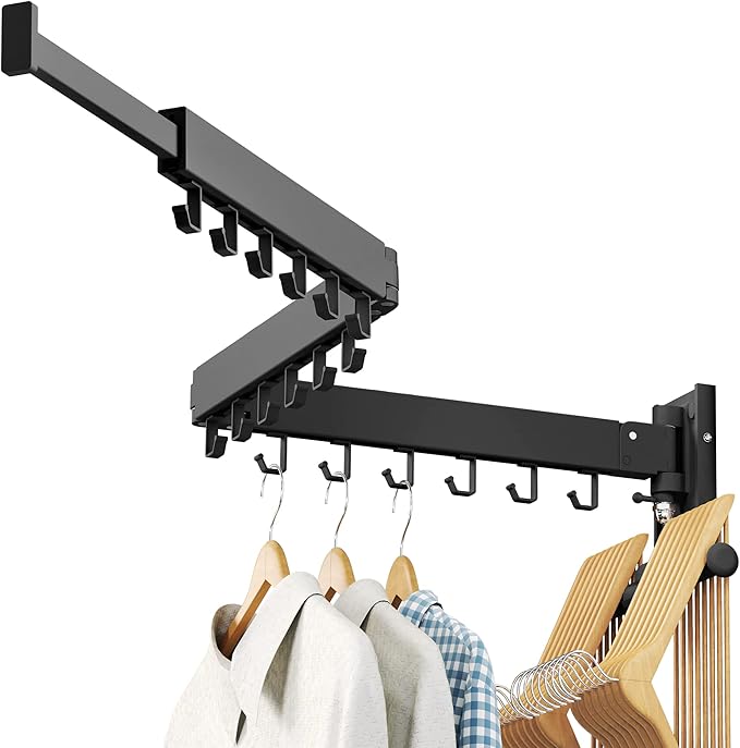 Clothes Drying Rack Wall Mounted(can fold Upward),Laundry Drying Rack,Laundry Room Organization,Wall Mounted Laundry Rack Folding,Retractable Clothing Rack,Collapsible Clothes Hanging Rack