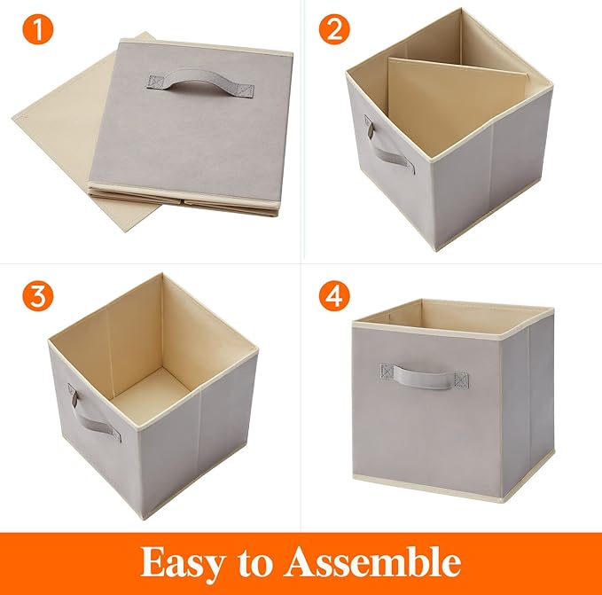 Lifewit Collapsible Fabric Storage Cubes Bins Set 11 Inch, Foldable Cubby Organizers Boxes, 6 Pack Organizing Baskets for Shelf, Closet, Utility Room, Storage Room, 18L Light Gray