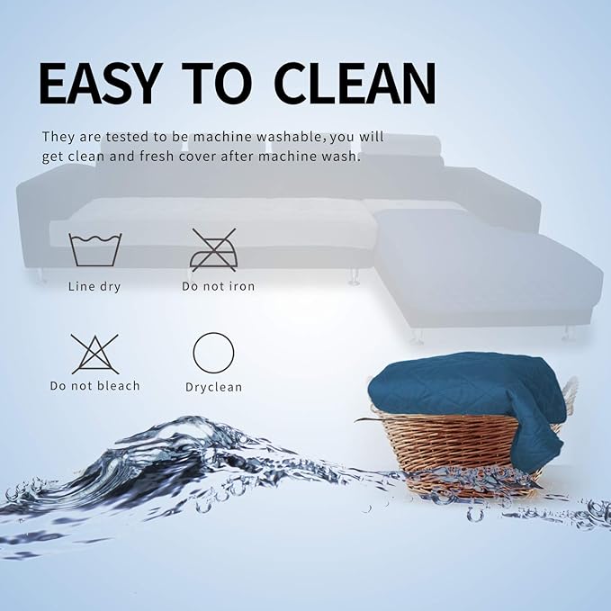 Easy-Going Sectional Couch Covers for Dogs L Shape Sofa Cover Reversible Sofa Slipcover Chaise Lounge Cover Furniture Protector Cover for Pets Dog Cat (42 x 68 inches, Peacock Blue/Peacock Blue)