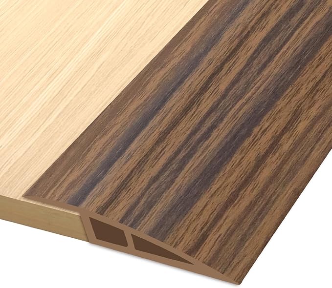 Vinyl Door Threshold Flooring Transition Strip Self Adhesive Carpet Edging Strip for Laminate Doorway Edge Threshold from 2/5" to 3/5" (Smoked Brown Wood Grain, 3.3 Ft)