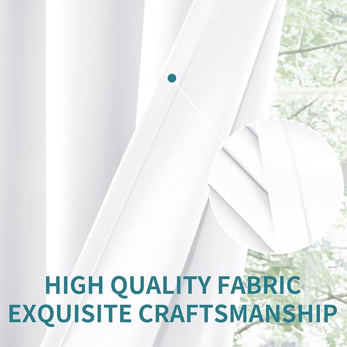 BGment Short White Curtains 40 Inches Length for Window Kitchen - Rod Pocket 34 Inch Wide Small Drapes for Bedroom Cabinet Cafe Basement Privacy, 2 Panels, 34 x 40 Inch