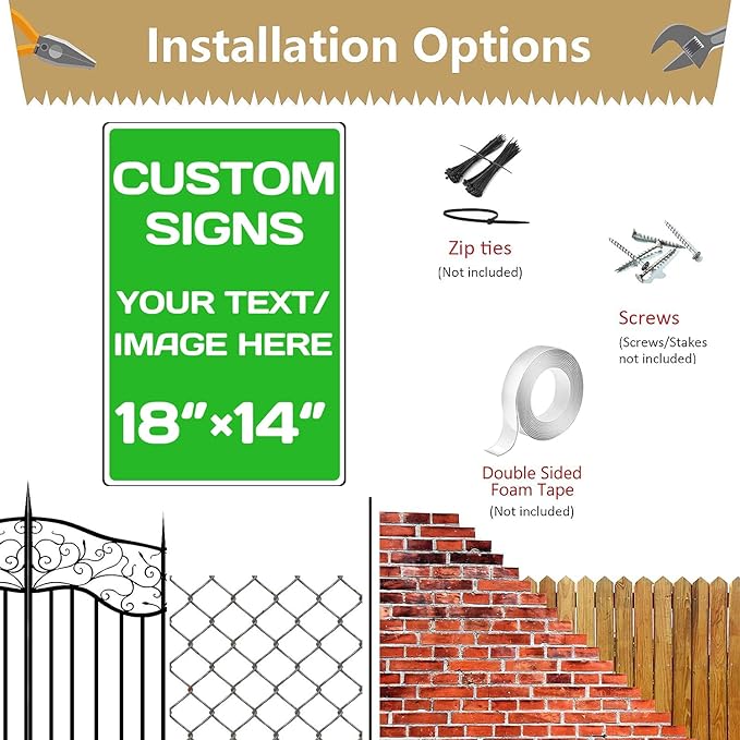 Personalized Aluminum Weatherproof Metal Signs - Multiple Sizes, Custom Text & Picture, Hazard, Garden, Custom Door Signs